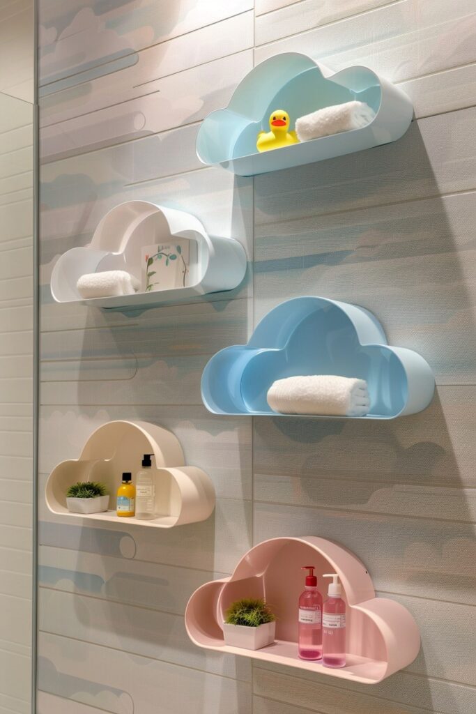 floating cloud bathroom shelves for kids