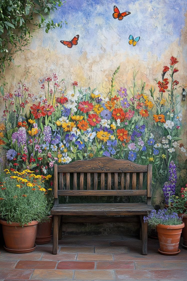 garden wall painting ideas for backyard