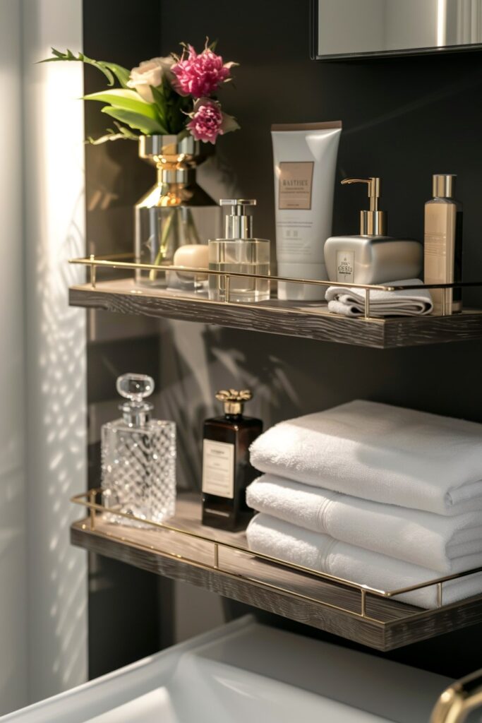 luxurious bathroom shelf decor ideas