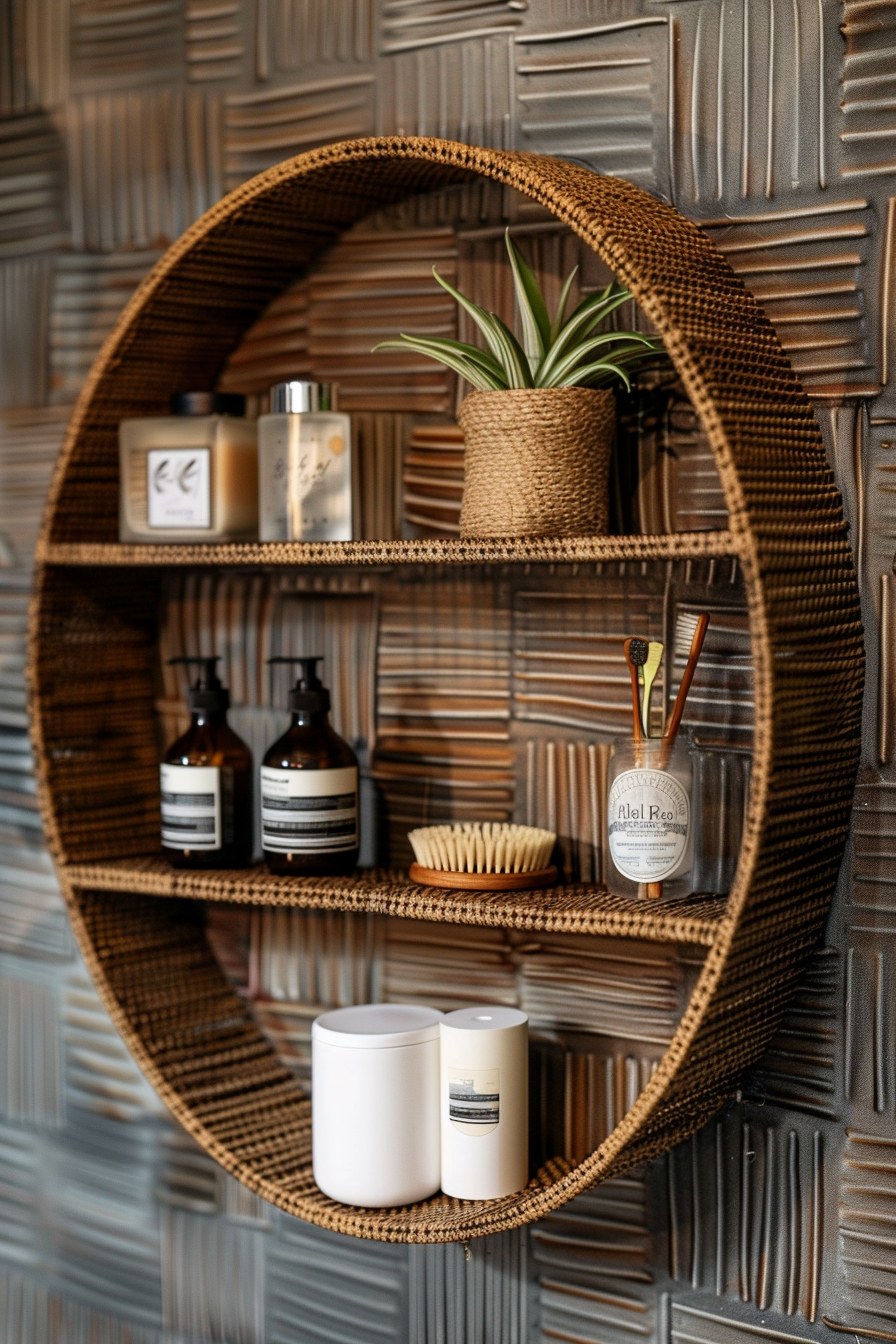 round bathroom shelf decor ideas