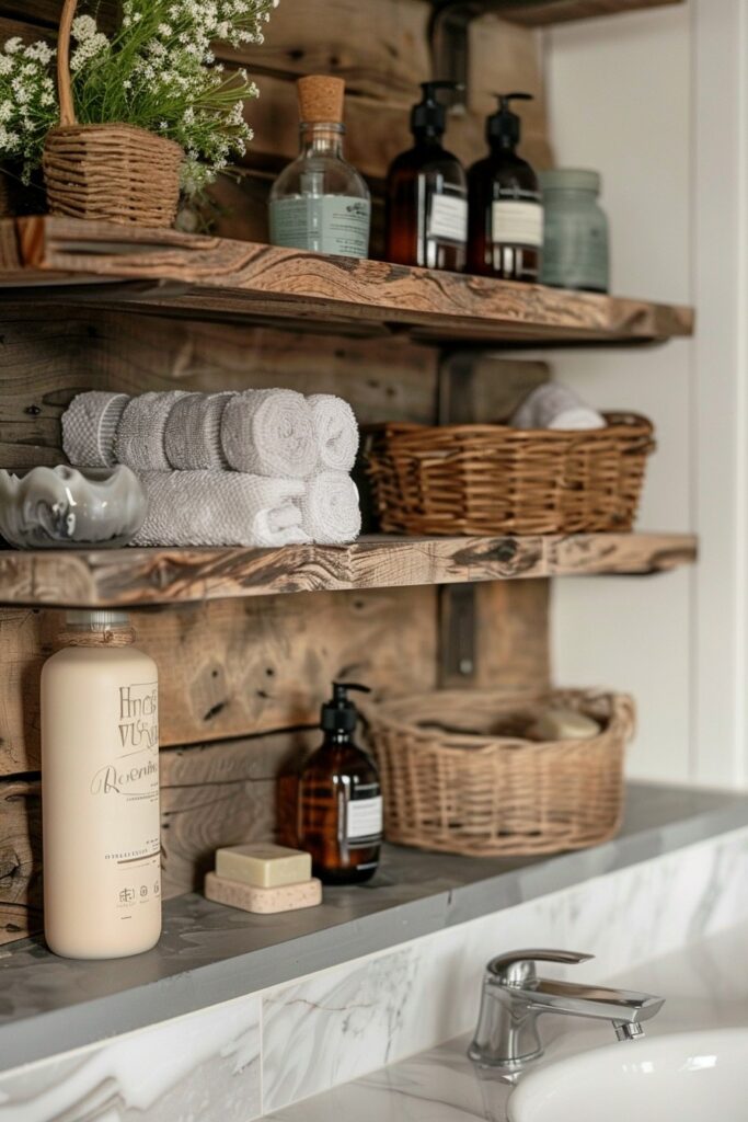 rustic bathroom shelves