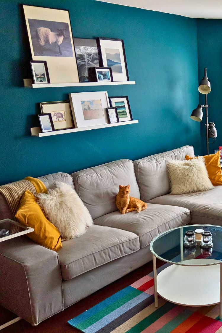shelves above a couch