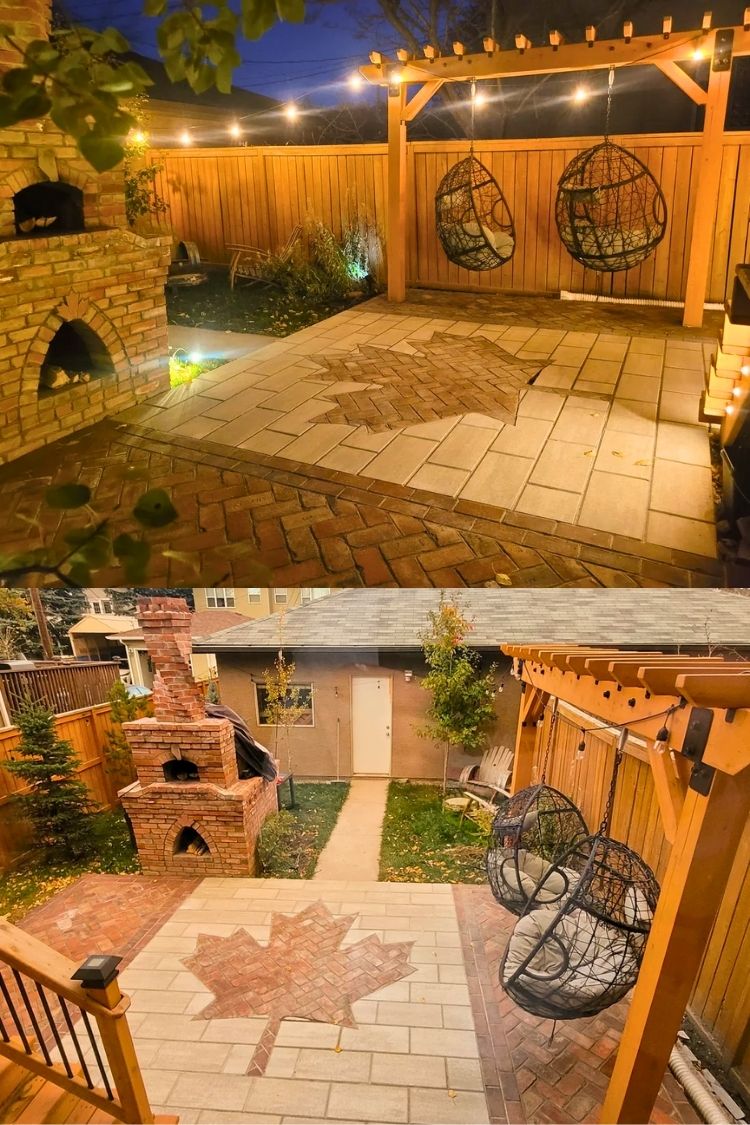 small apartment patio by the fireplace