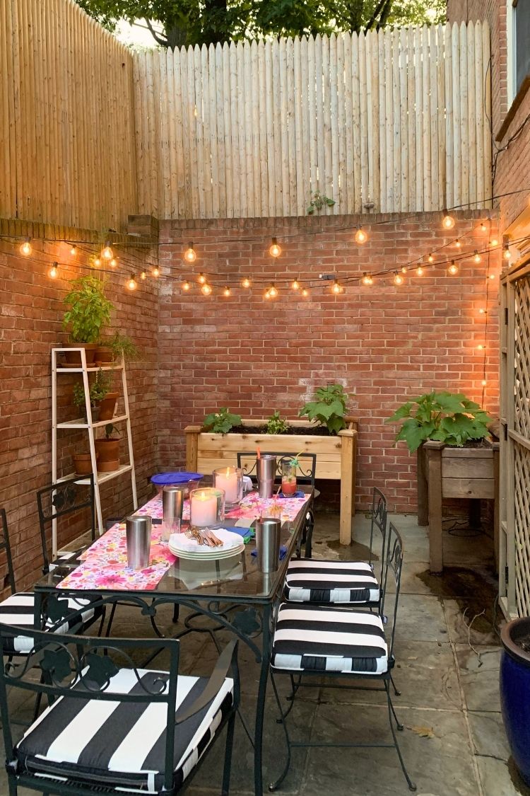 small apartment patio in basement