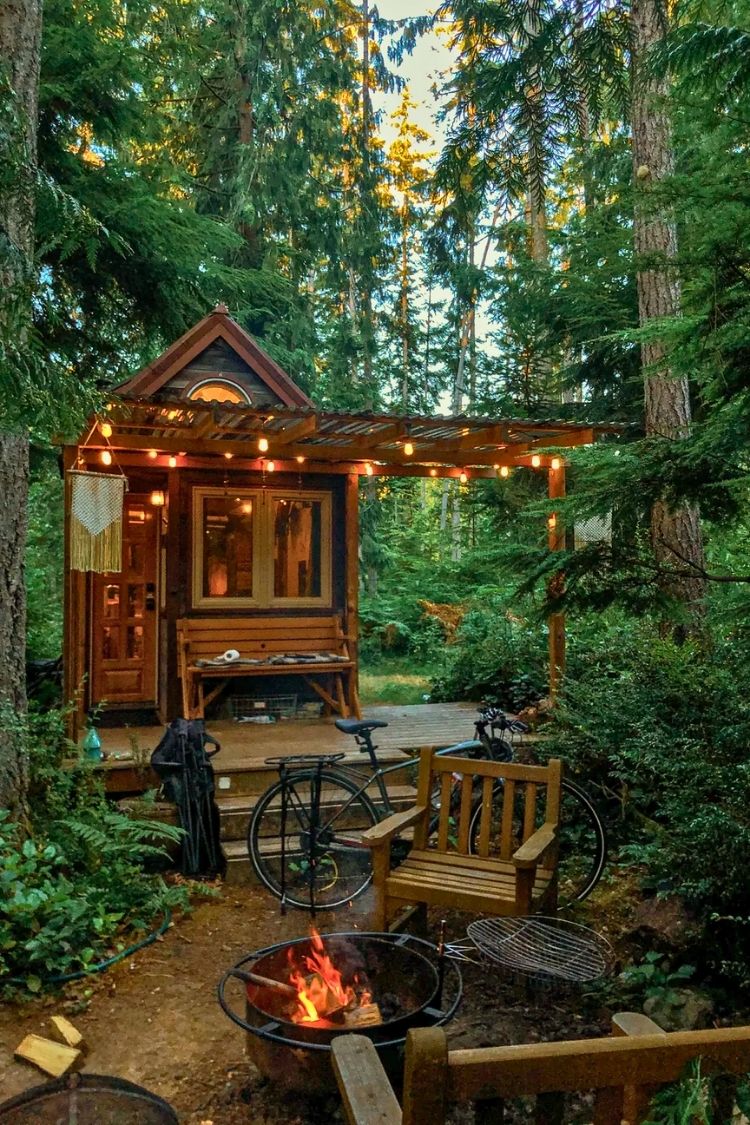 small apartment patio in the wood