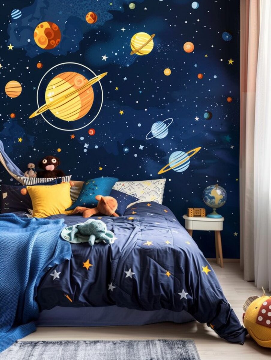 21 Fun and Fantastical Space-Themed Bedroom Ideas for Boy Toddlers - H.M.G