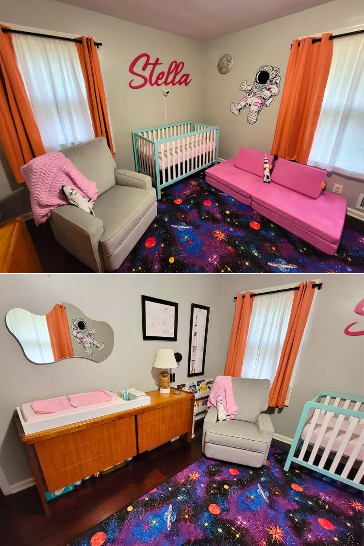 space themed nursery for girl