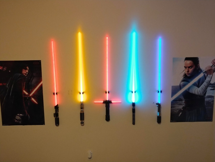 star war lightsabers on wall