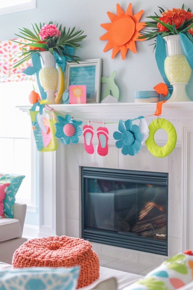 22 Bright and Bold Summer Mantel Decorating Ideas - H.M.G