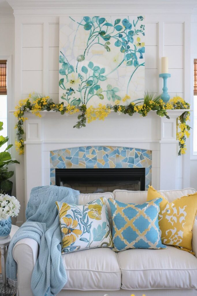 20+ Bright and Bold Summer Mantel Decorating Ideas - H.M.G