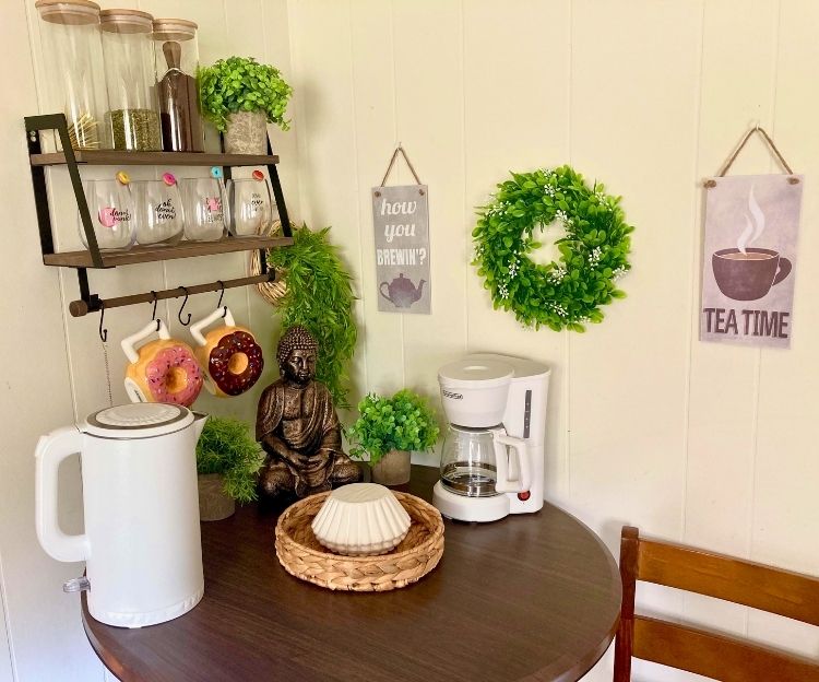 tea and coffee bar idea for small space
