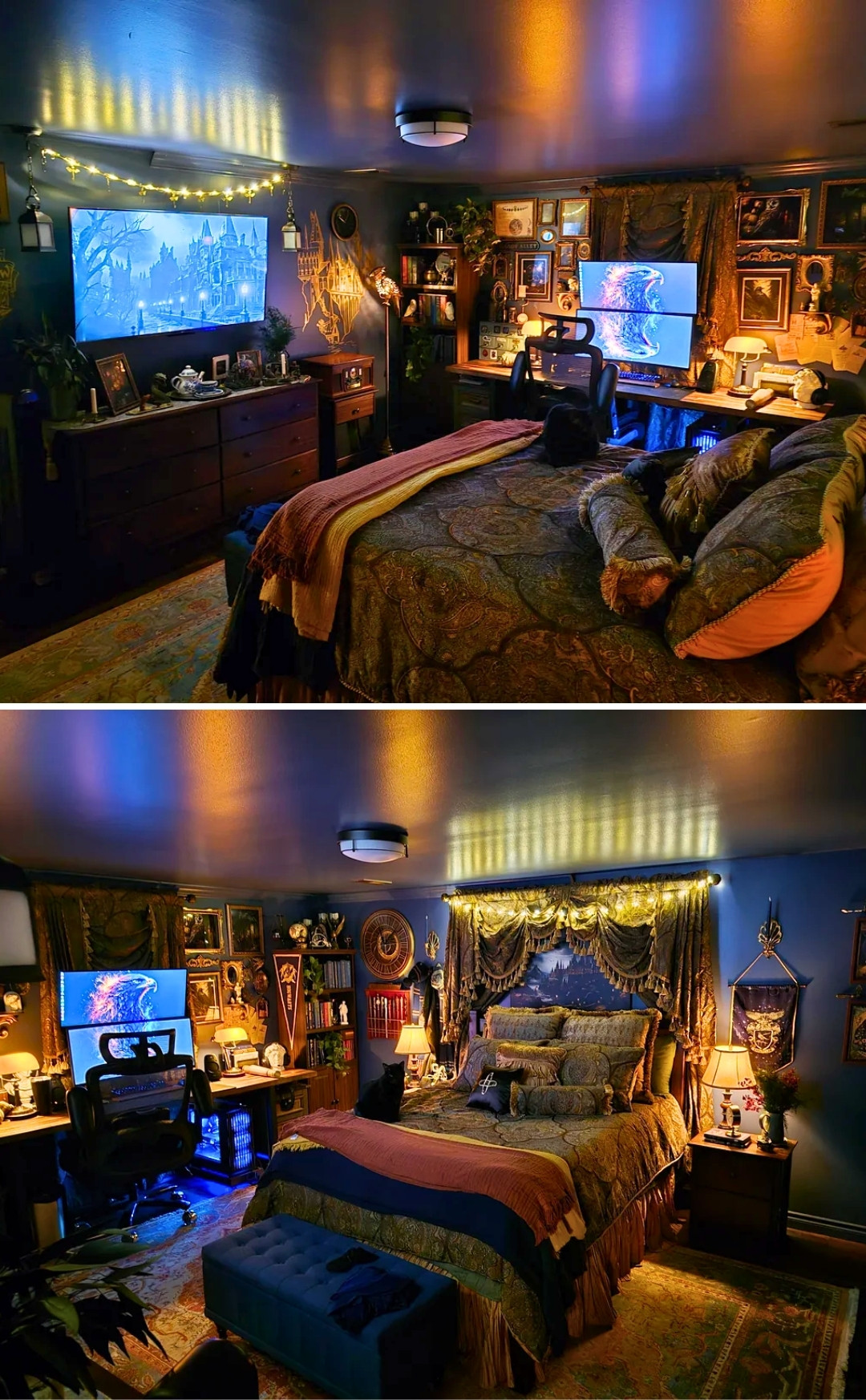Moody Ravenclaw-Inspired Hogwarts Bedroom With Dark Academia Aesthetic