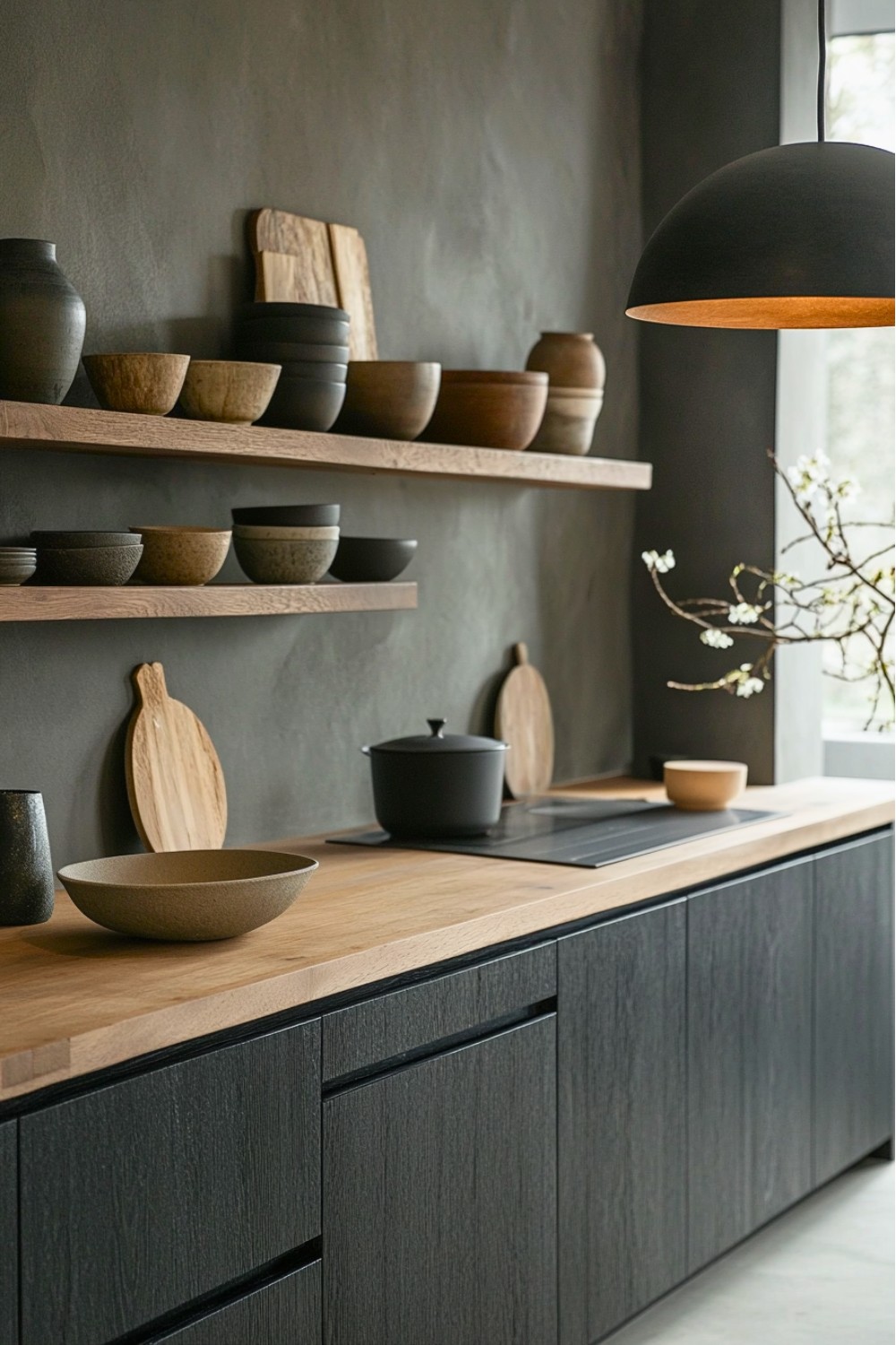 15 Minimalist Japandi Kitchen with Open Shelving and Ceramics