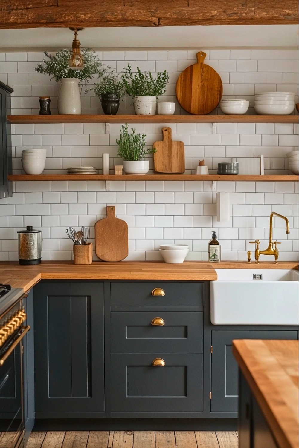 2 Japandi Kitchen with Neutral Tones and Brass Handle Color Palette
