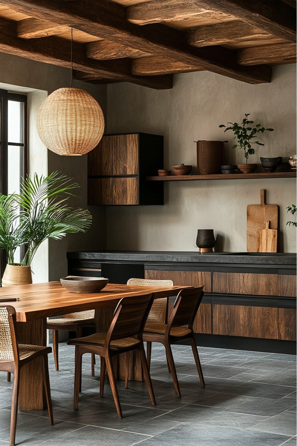 5 Affordable Japandi Kitchen Design with IKEA Furniture and Potted Plants