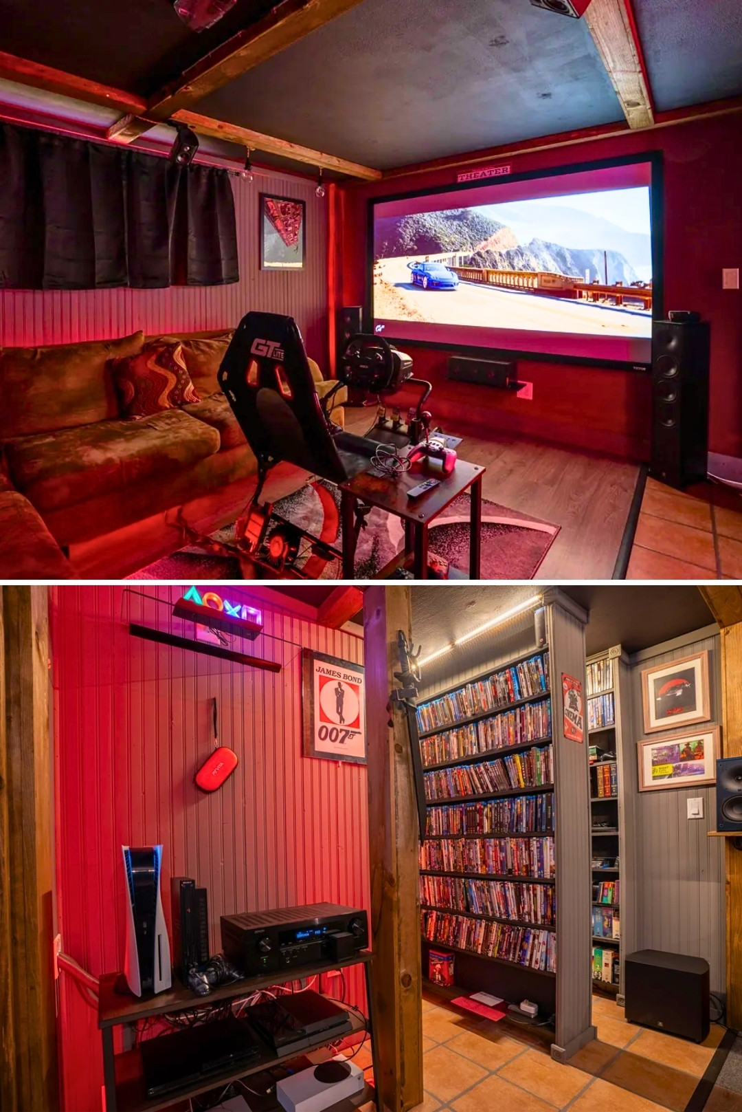 Budget-Friendly Racing and Theater Game Room by a_wack