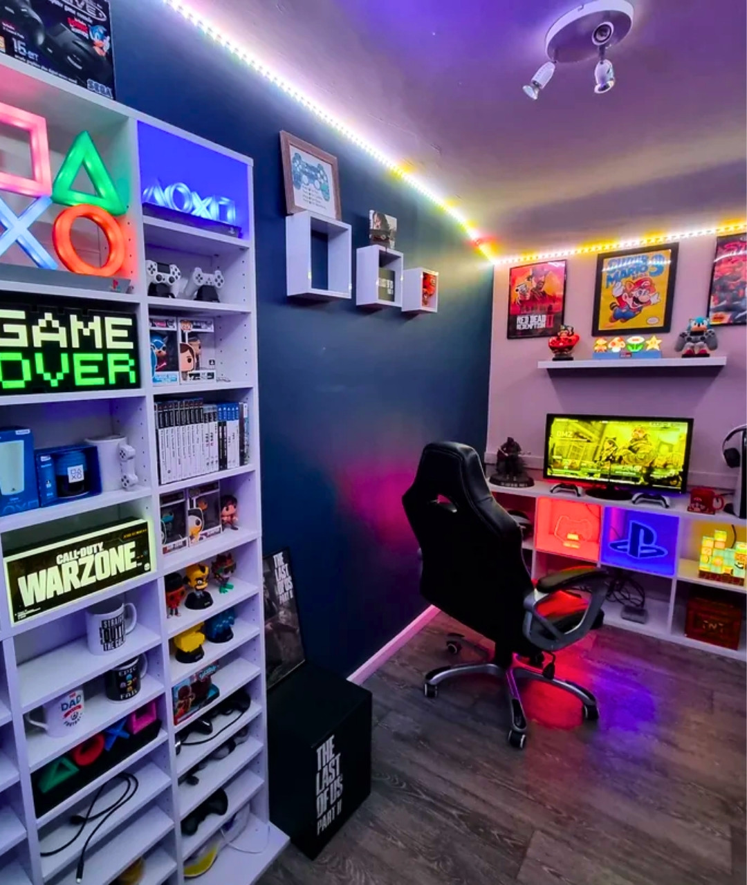Compact Neon Game Room with Full Display Shelves by Samad1986