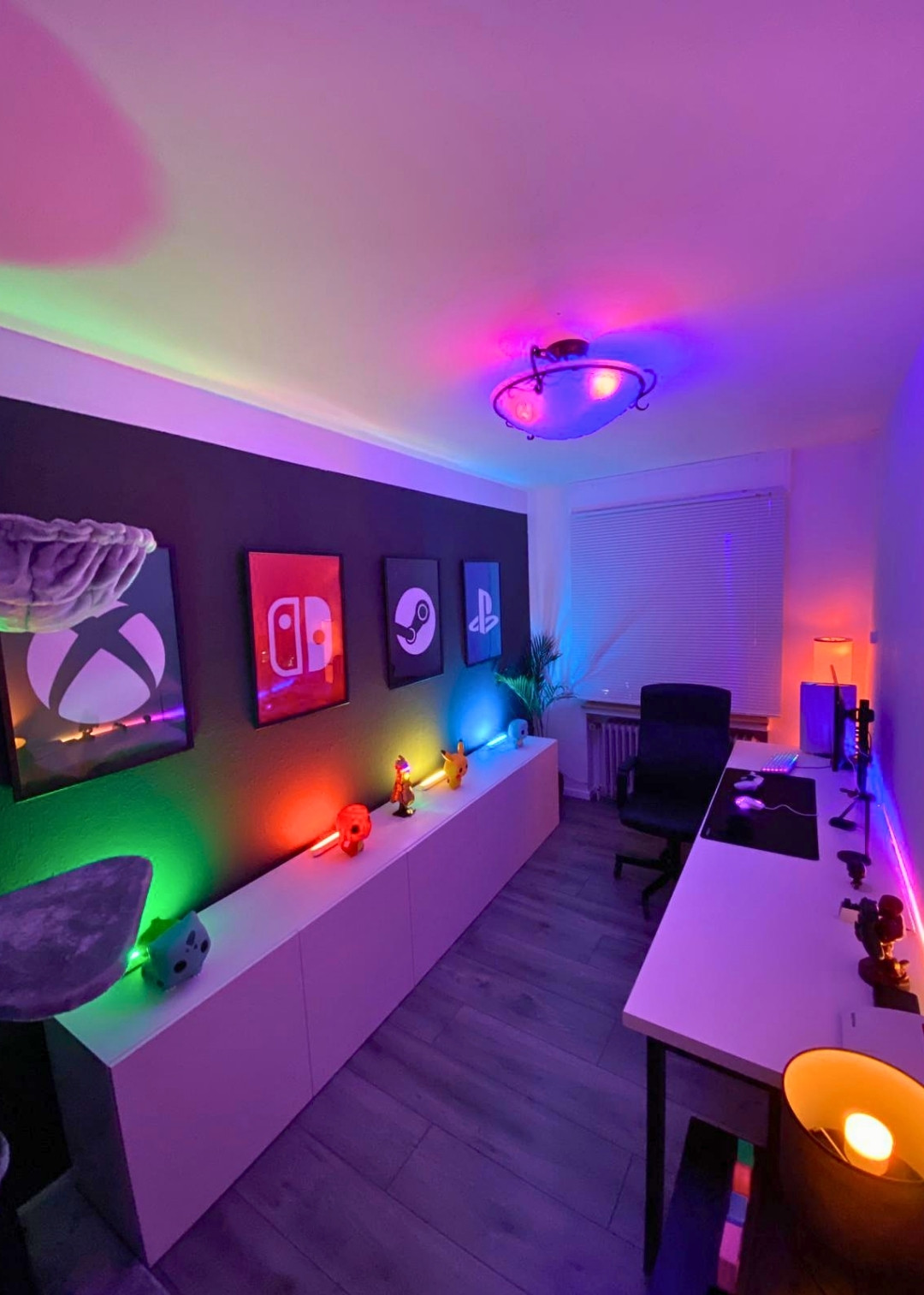 Narrow LED-lit Platform Logo Gaming Room by DannyWhoElse