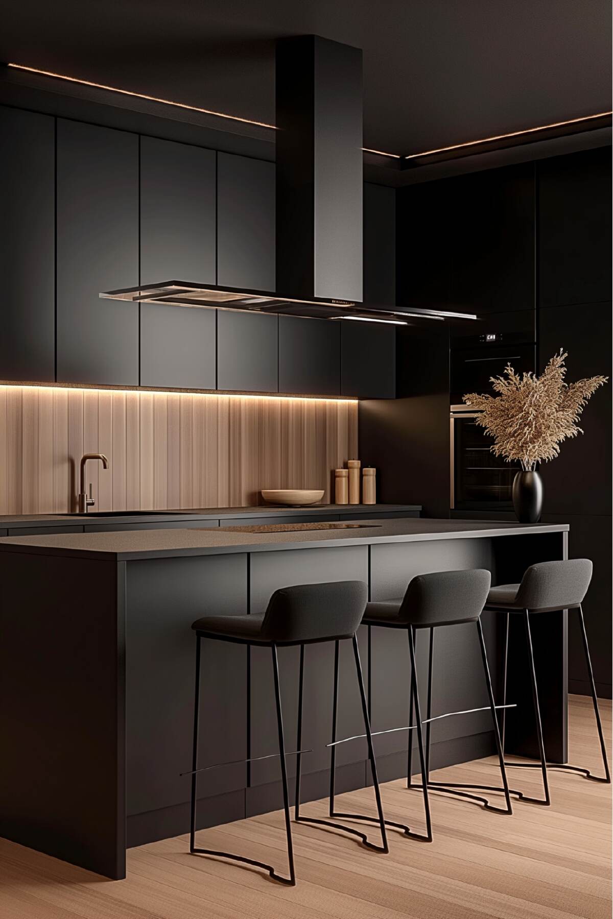 black japandi kitchen design ideas - 16