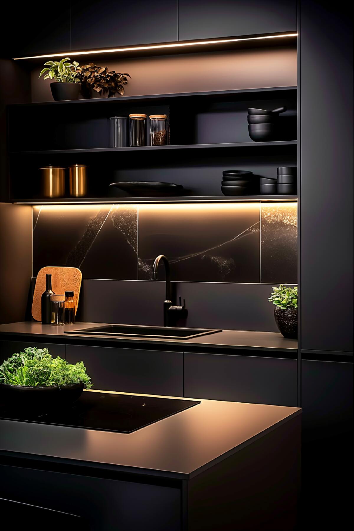 black japandi kitchen design ideas - 4