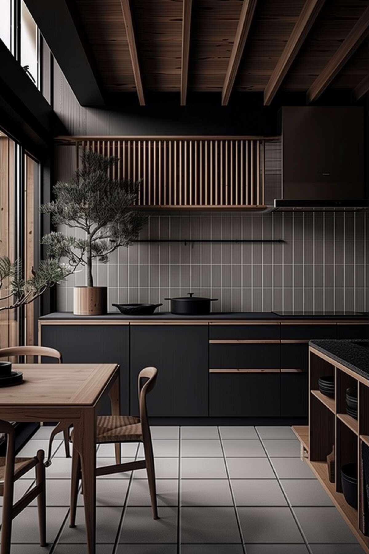 black japandi kitchen design ideas - 5