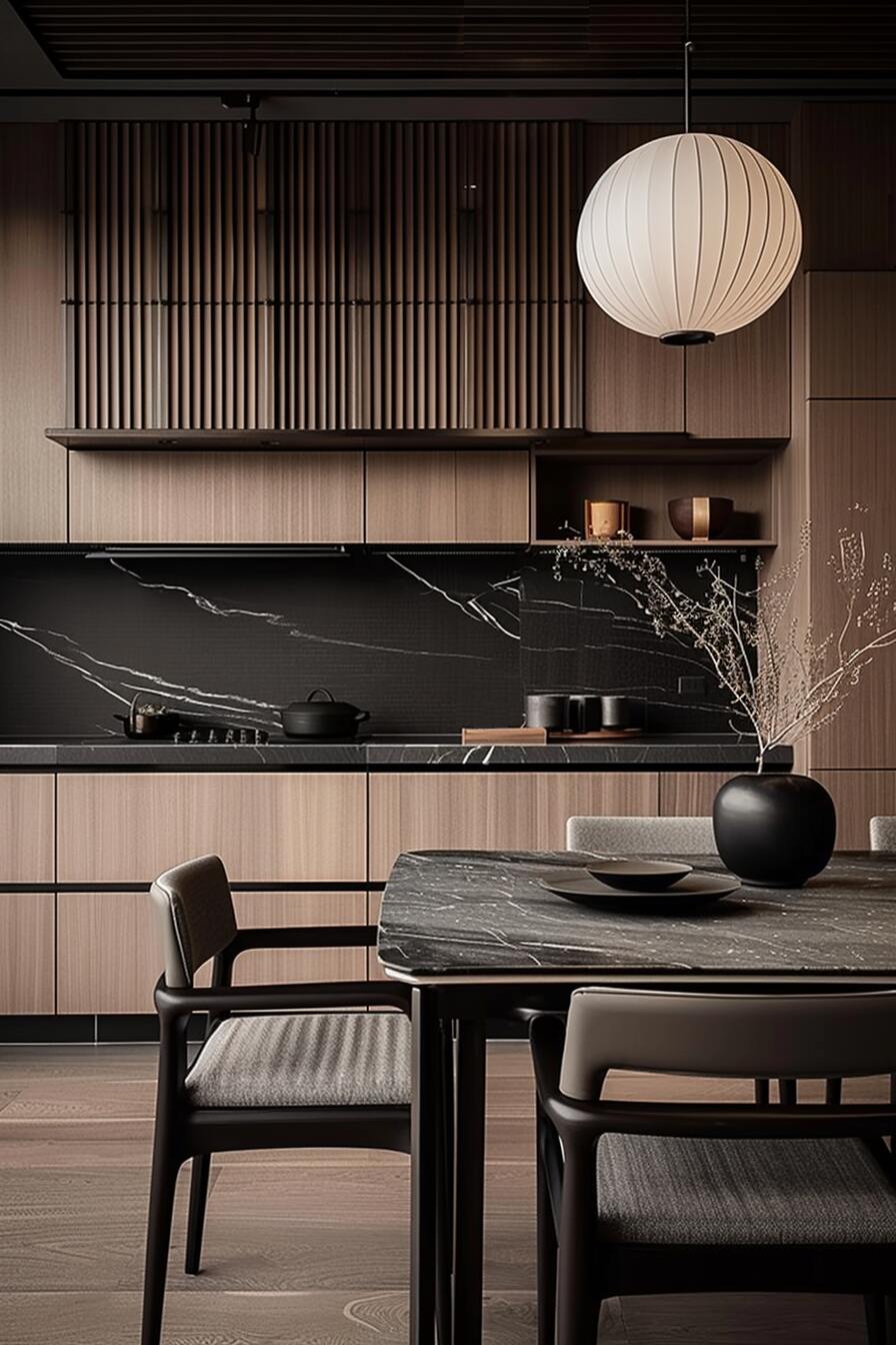 black japandi kitchen design ideas - 8