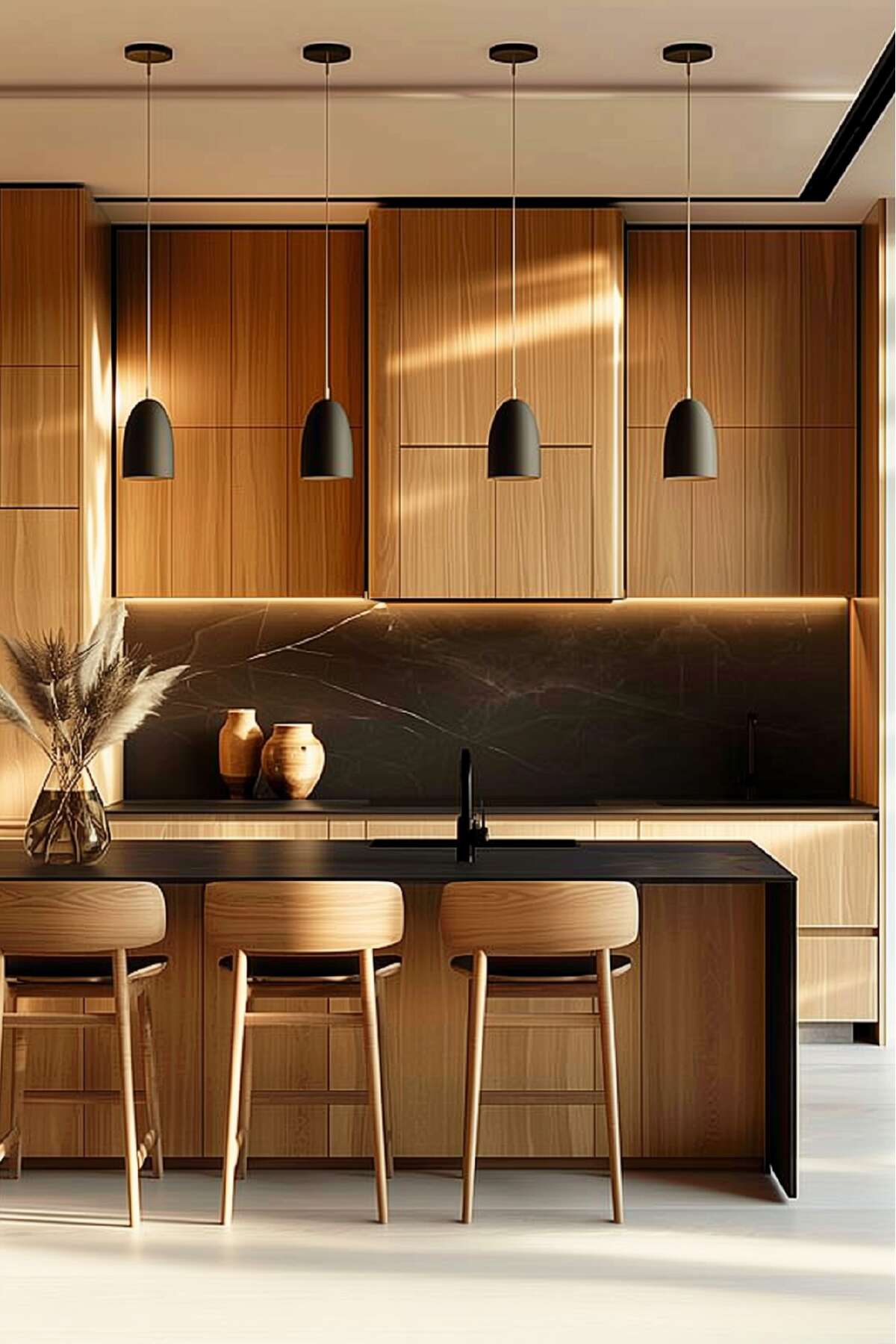 black japandi kitchen design ideas - 9