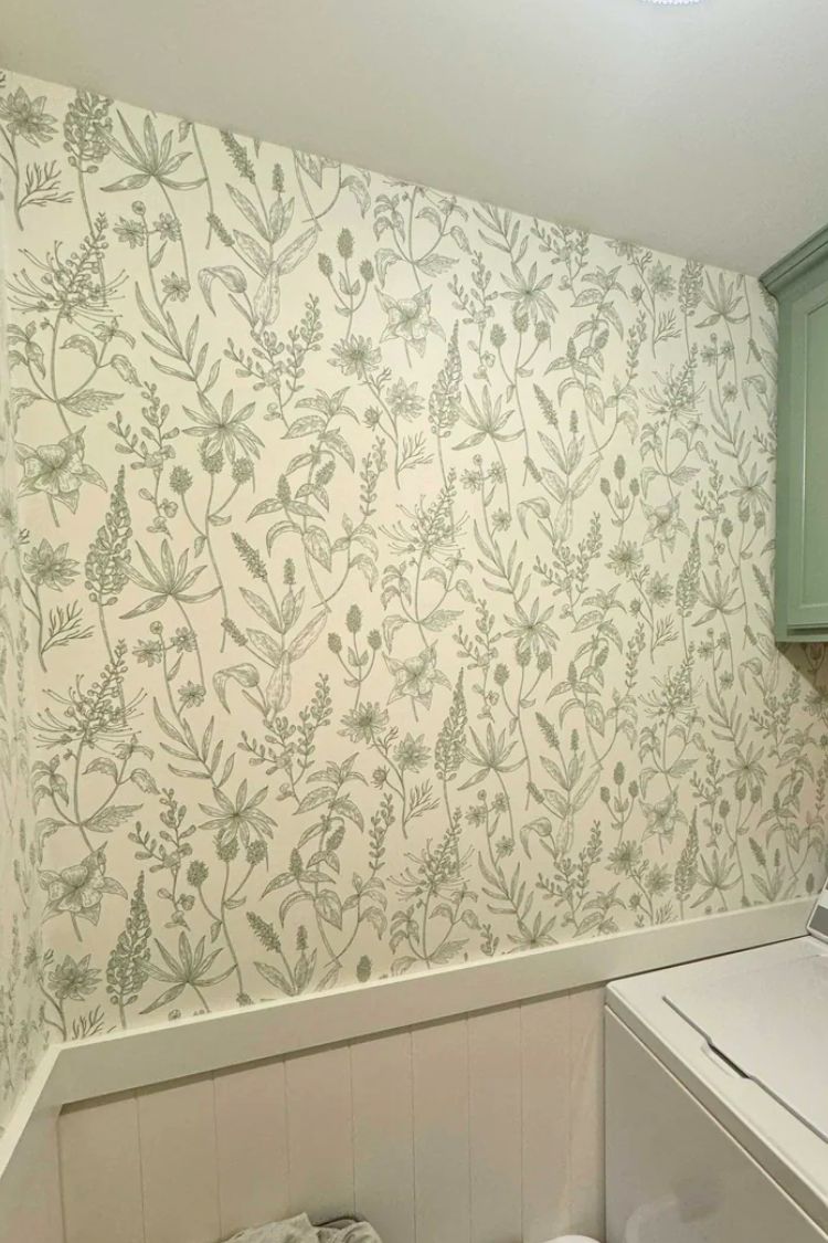 floral laundry room mural