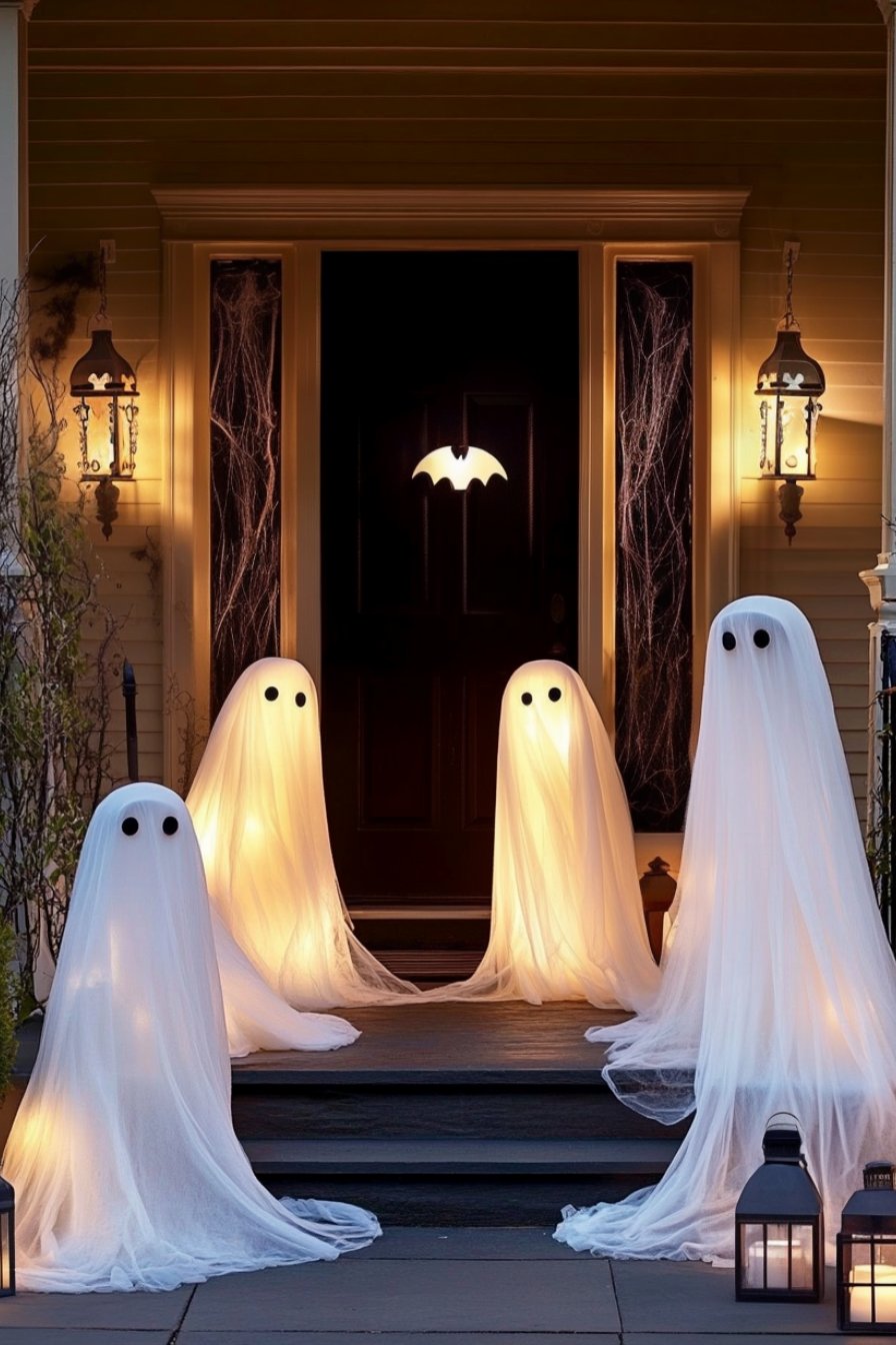 front porch halloween ghost decor