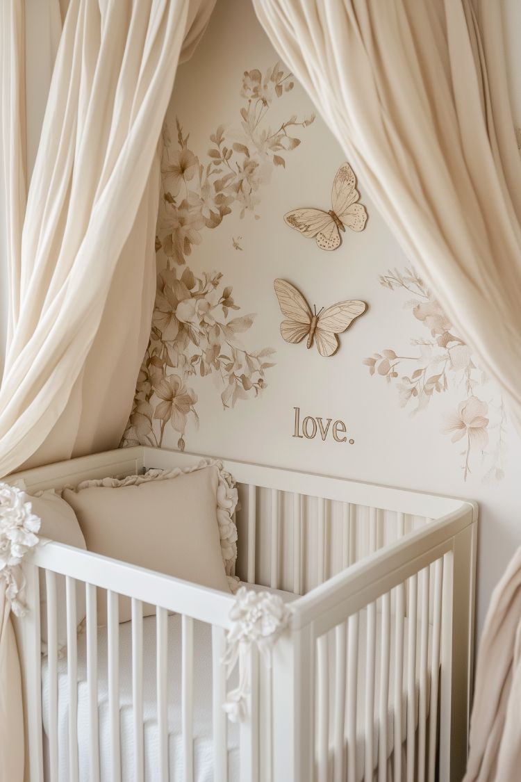 neutral butterfly themed nursery