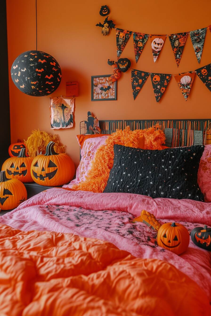 pink halloween bedroom decor - 17