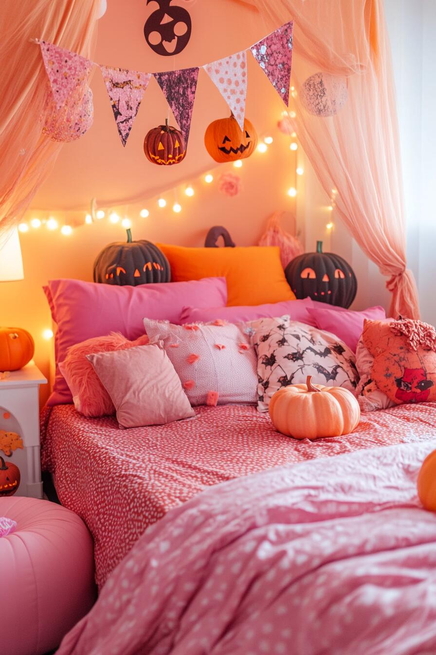 pink halloween bedroom decor - 18