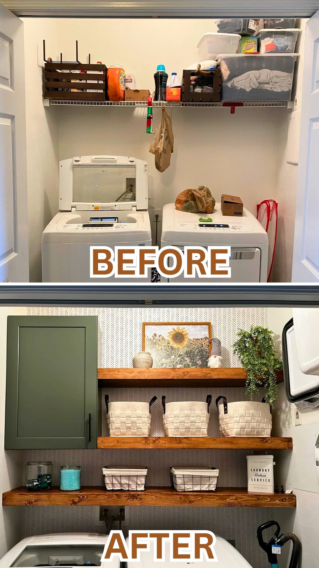 Floating Shelf Laundry Makeover – Before & After