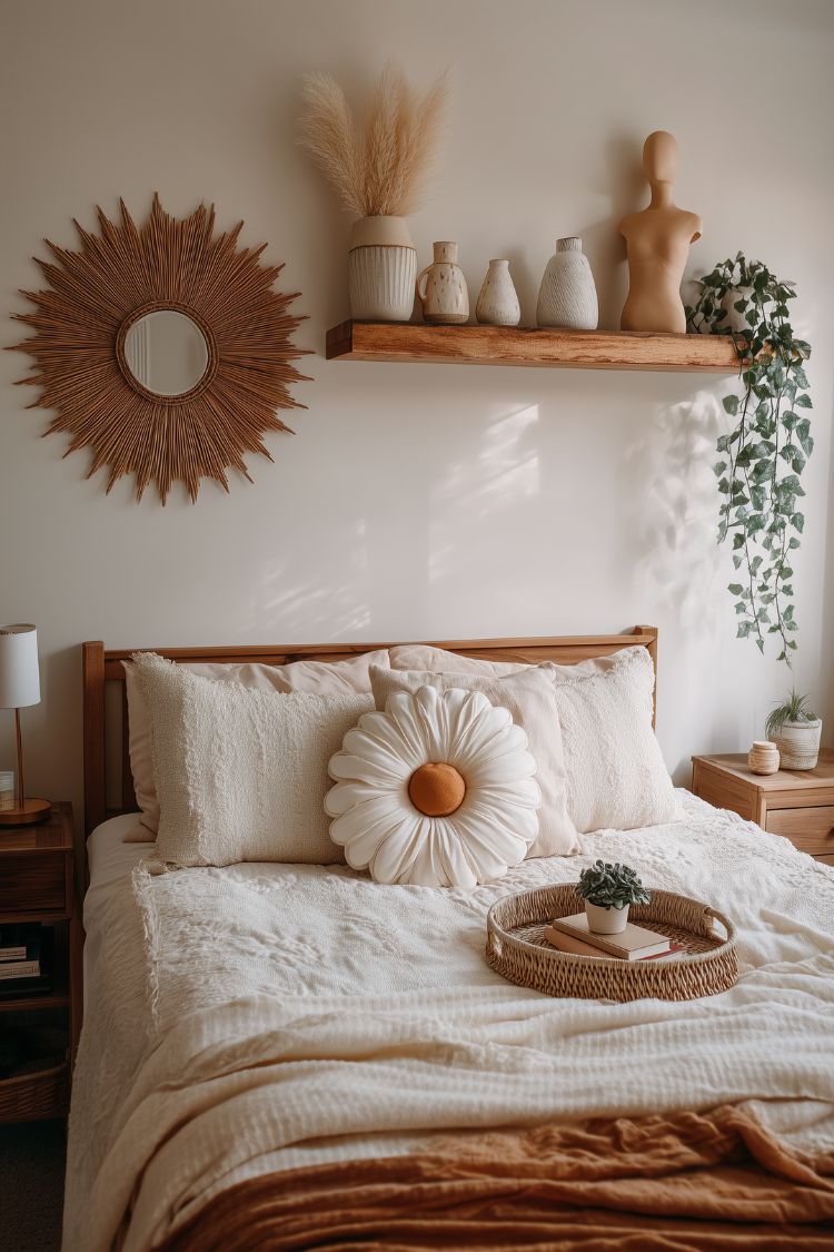 a boho earth tone bedroom for teen girl