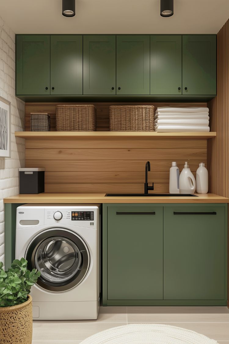 modern shelves for laundry room