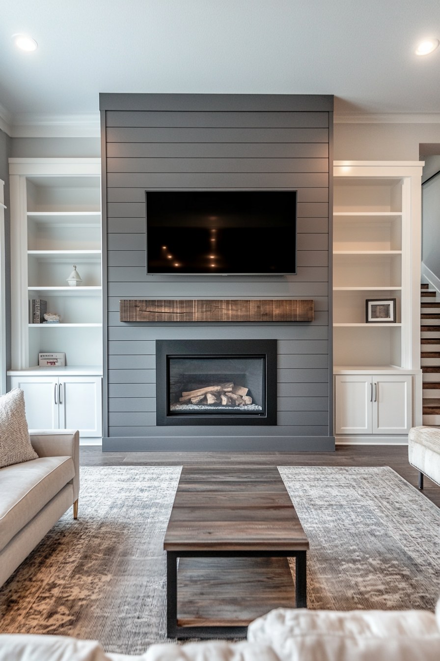 shiplap wall living room idea