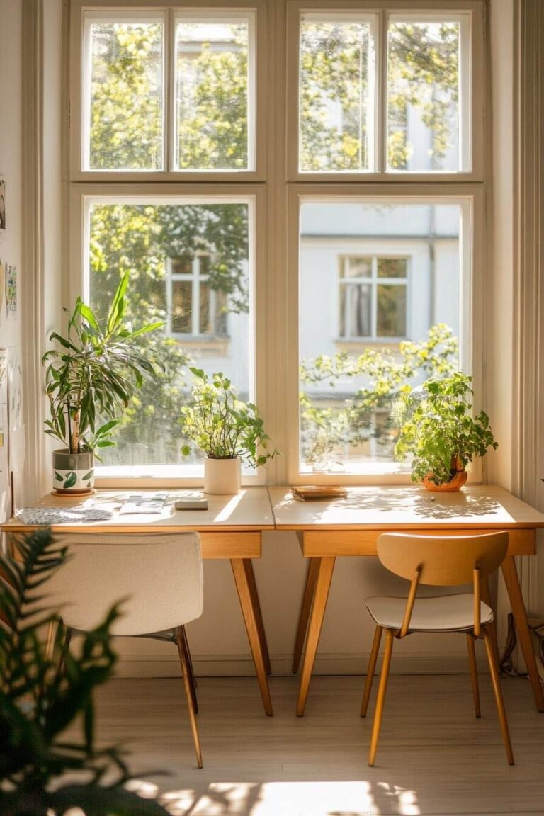 Space-Saving Double Desk Layout Ideas for Small Home Offices - H.M.G