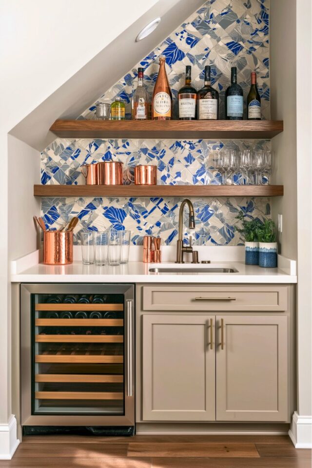 14 Under-Stairs Mini Bar & Coffee Station Ideas - H.M.G