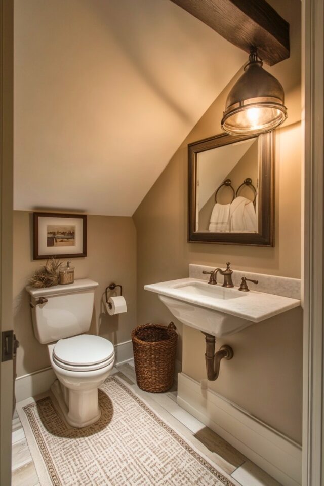 14 Small Bathroom Under Stairs Ideas to Make the Most of That Cozy