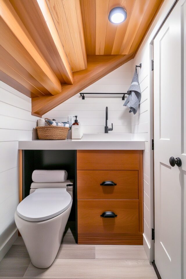 14 Small Bathroom Under Stairs Ideas to Make the Most of That Cozy ...