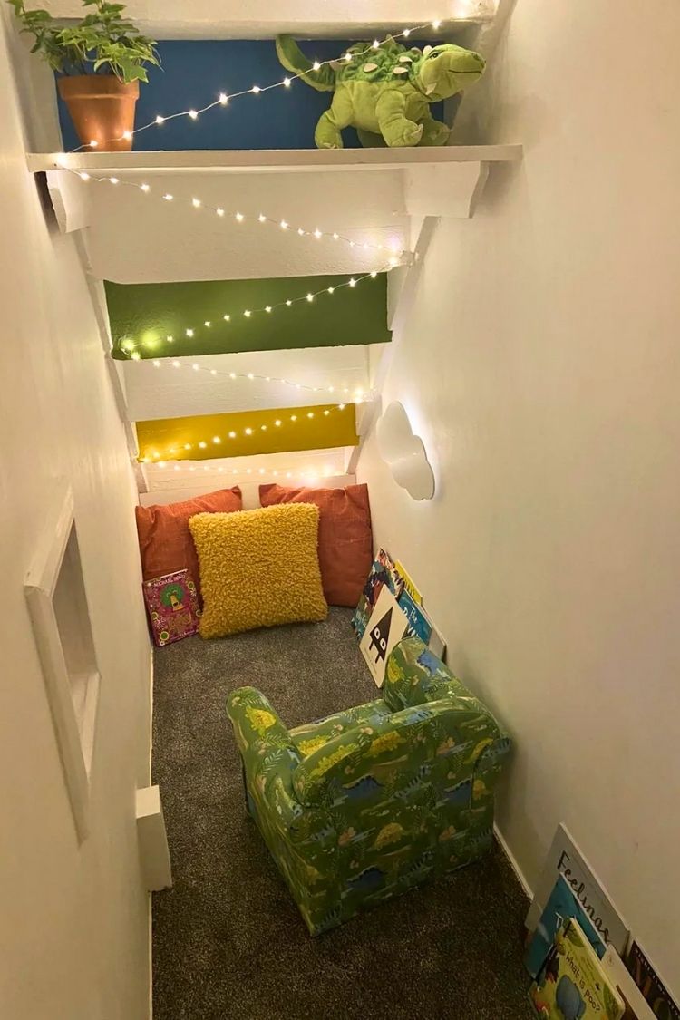 under stairs reading nook for kids