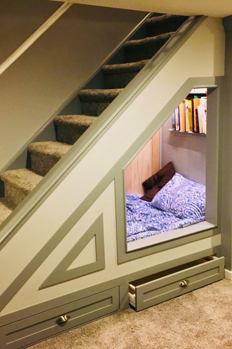 under stairs reading nook for kids