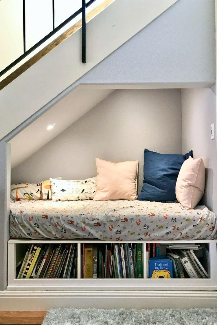under stairs reading nook for kids