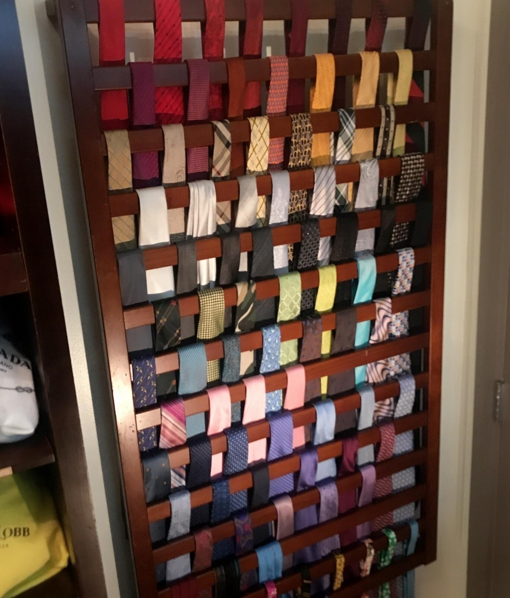 Upcycled Baby Crib Turned Into Behind-the-Door Closet Tie and Accessory Rack