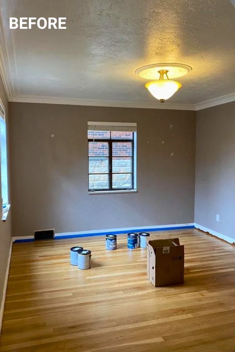 Before – Empty dining room with wood floors