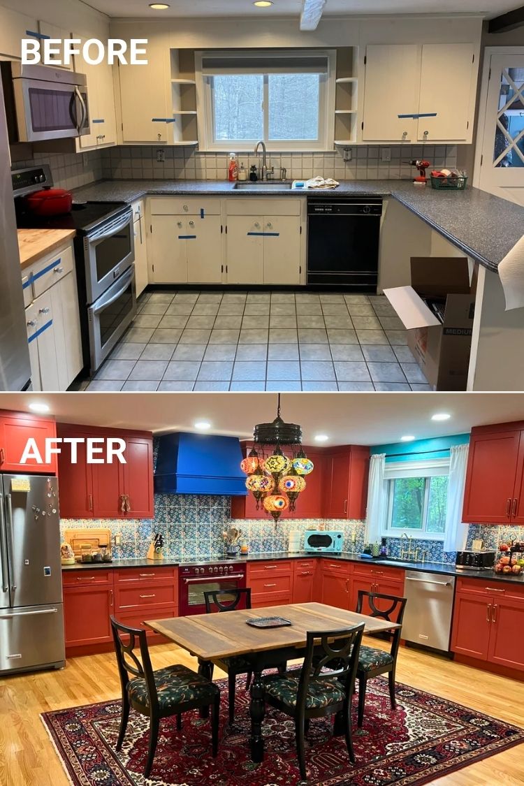 Kitchen-dining combo with updated island