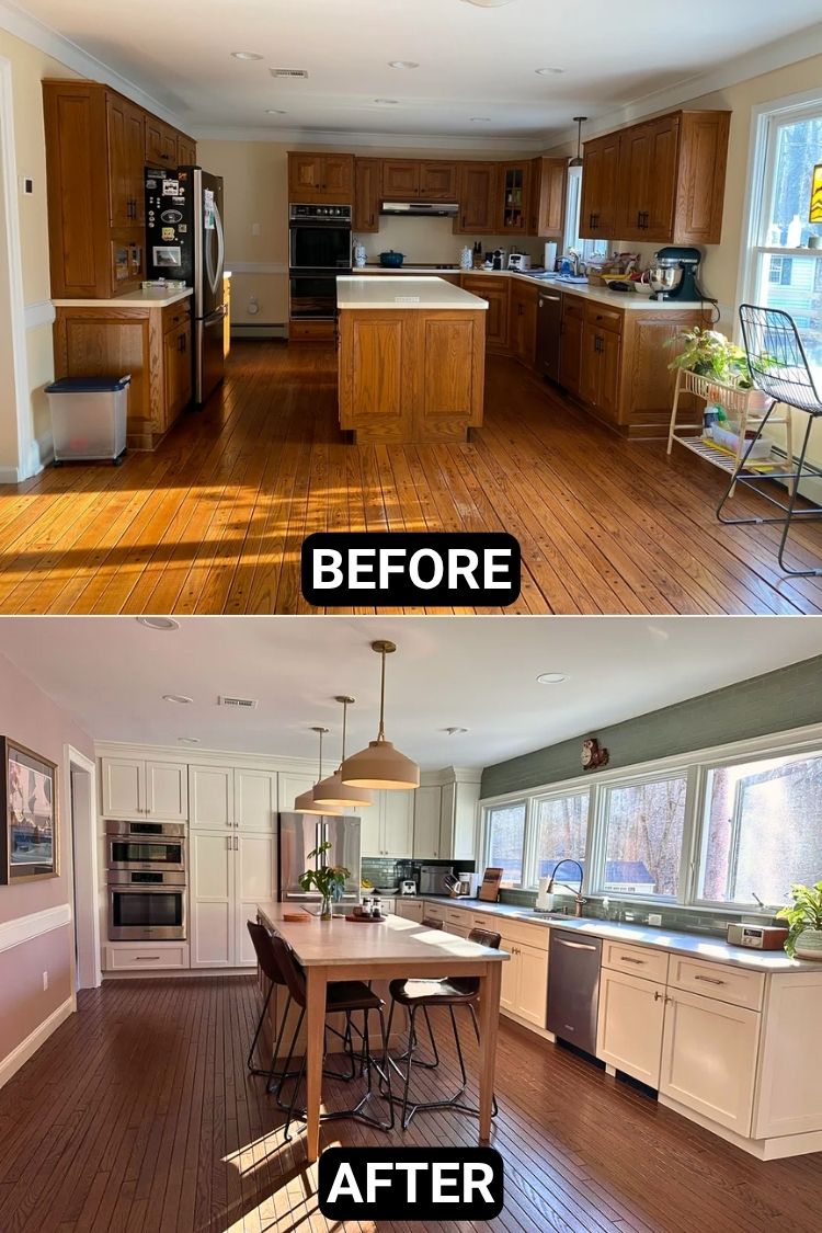 Open layout dining area with new flooring