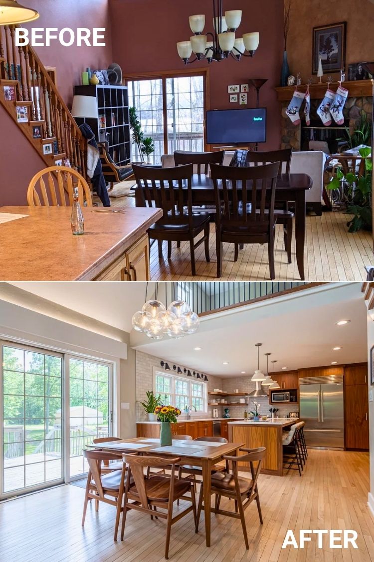 Traditional dining room updated with lighter style