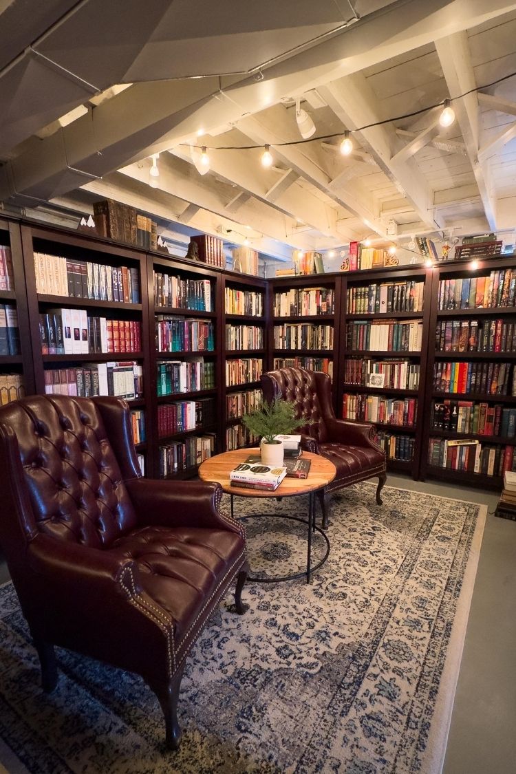 basement cozy home library