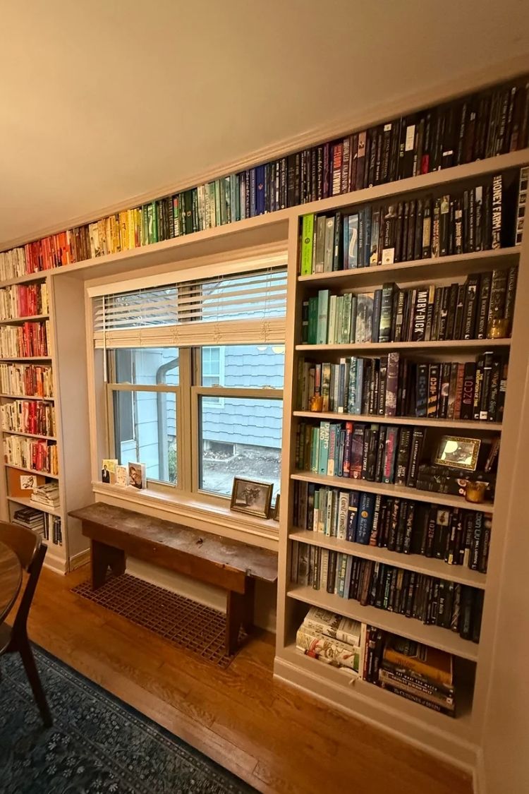 cozy home library by the window